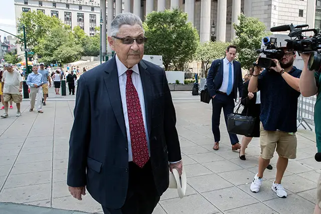 Sheldon Silver, once one of the most powerful men in New York, arriving at the federal courthouse today